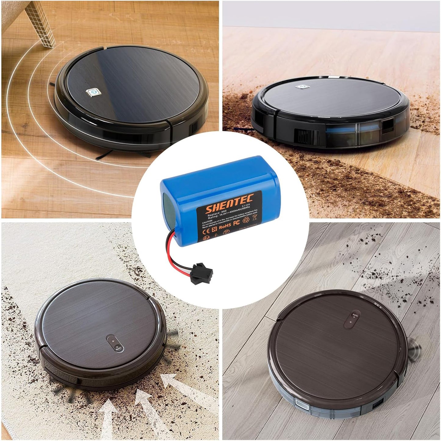 SHENTEC 14.4V 4000mAh bateria zastępcza do Eufy RoboVac