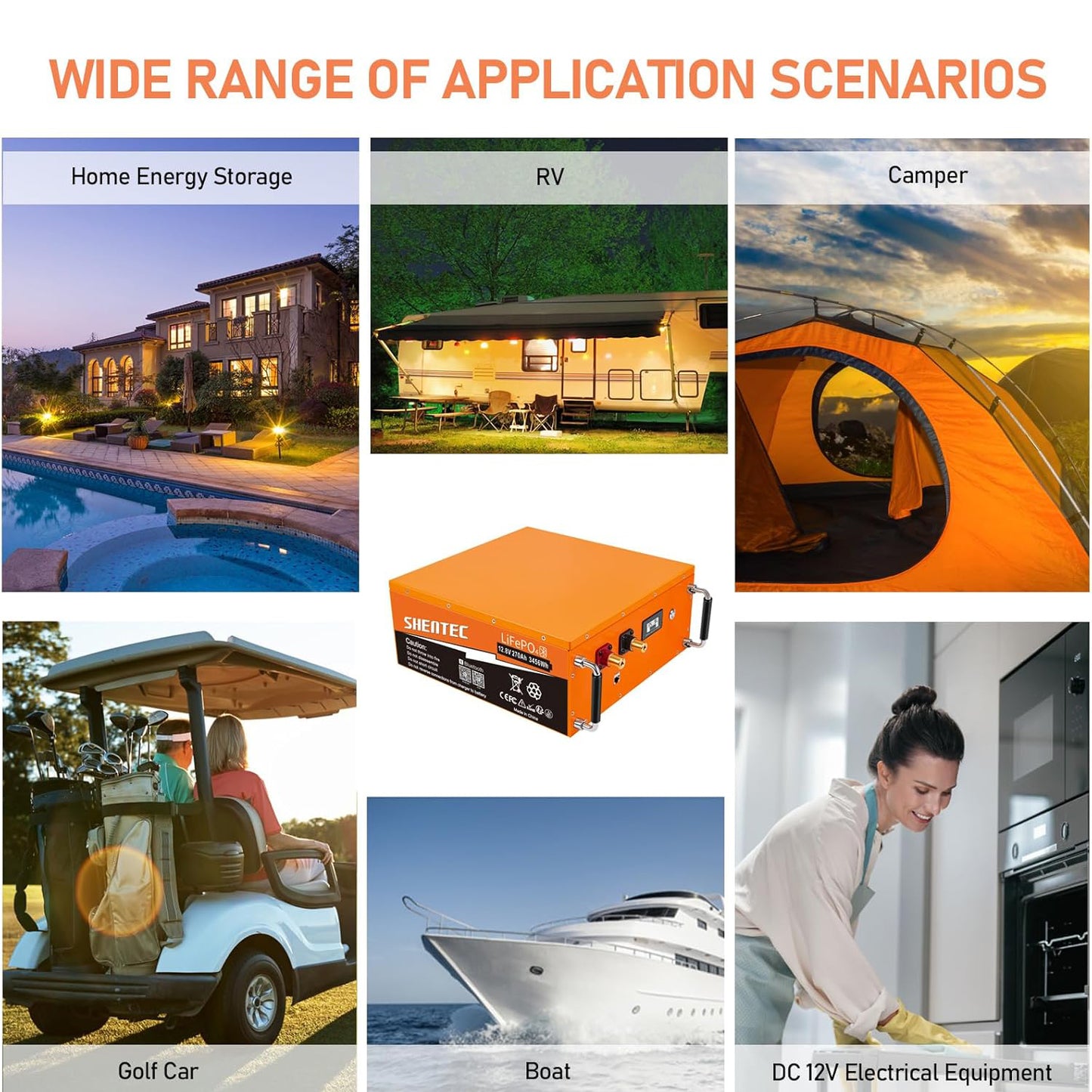 SHENTEC 12.8 V 270 Ah akumulator LiFePO4 z ponad 6000 cyklami i zabezpieczeniem BMS