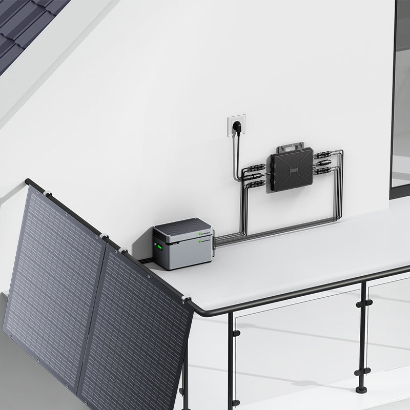 Balkonowa elektrownia 800 W, elastyczny zestaw solarny z 4 panelami słonecznymi 200 W, falownikiem 800 W, inteligentnym hubem 1600 W i skrzynką zasilającą 1024 Wh