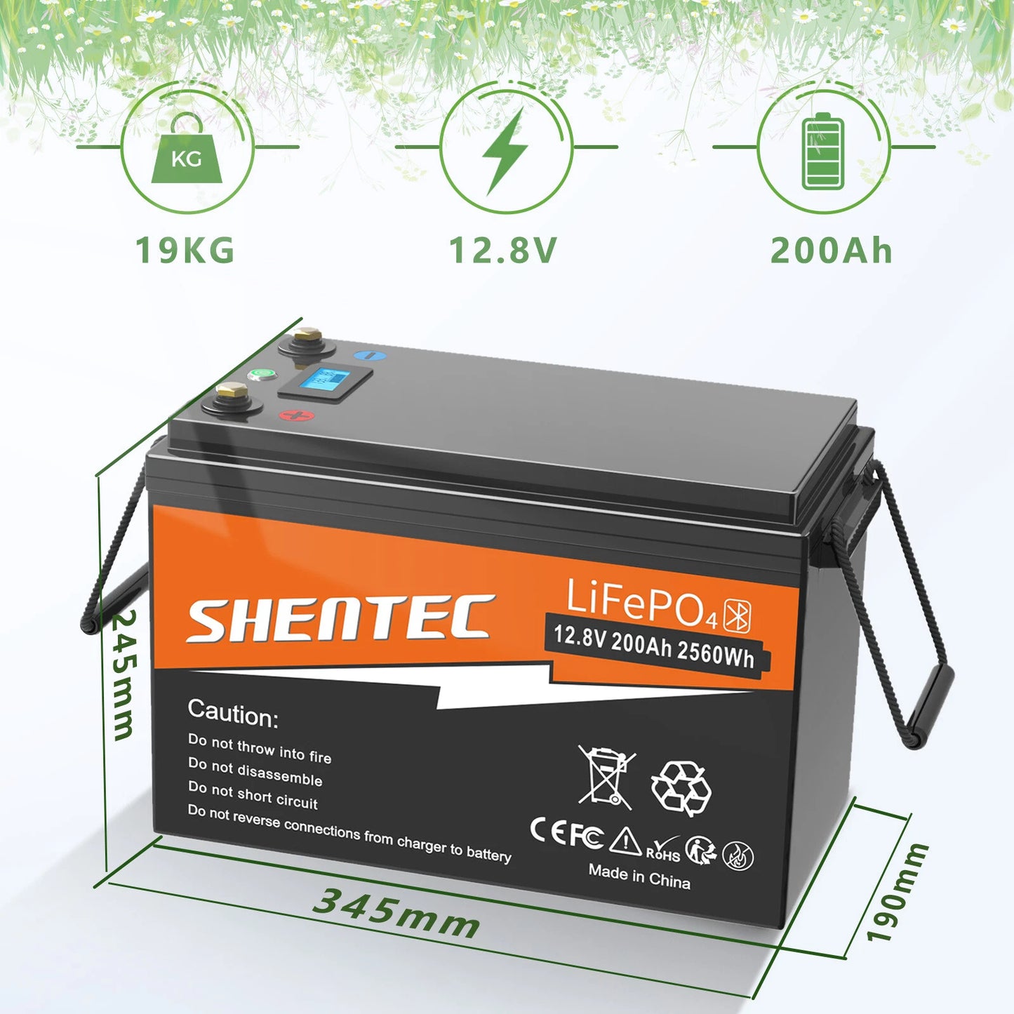 SHENTEC 12V 200Ah Akumulator Litowy LiFePO4 Do Łodzi I Kampera 6000+ Cykli