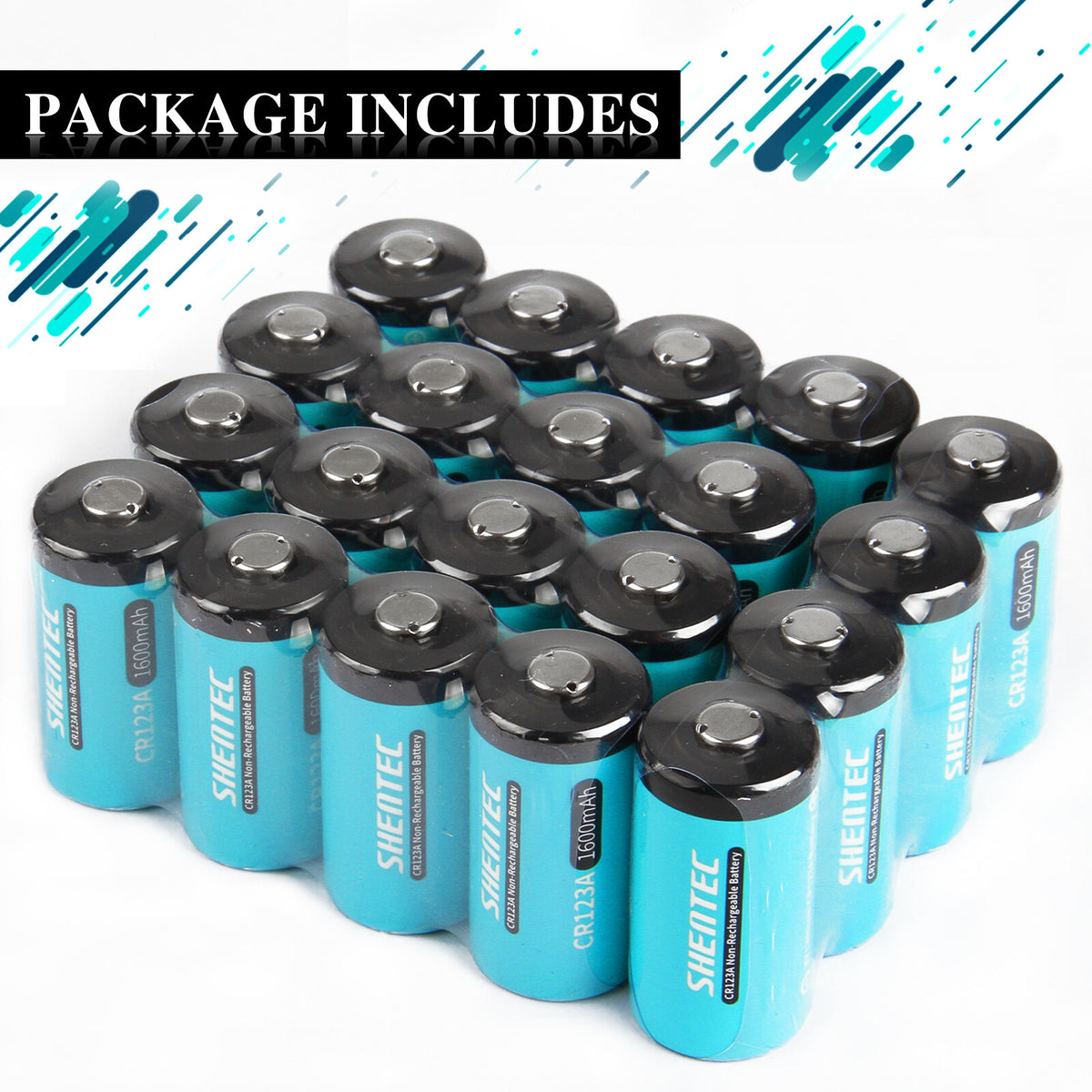 SHENTEC 20x 3V 1600mAh 123 CR123 CR123A Bateria litowa do aparatu fotograficznego DL123A
