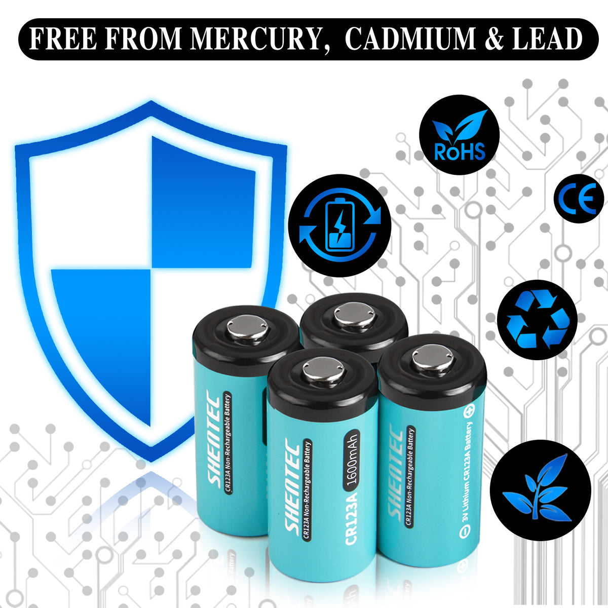 SHENTEC 20x 3V 1600mAh 123 CR123 CR123A Bateria litowa do aparatu fotograficznego DL123A