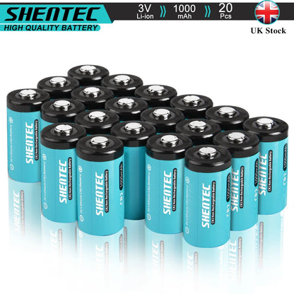 SHENTEC 20 szt. baterii litowych 1000mAh 3Volt CR-2 CR2 do DR2R DLCR2 KCR2 CR17355