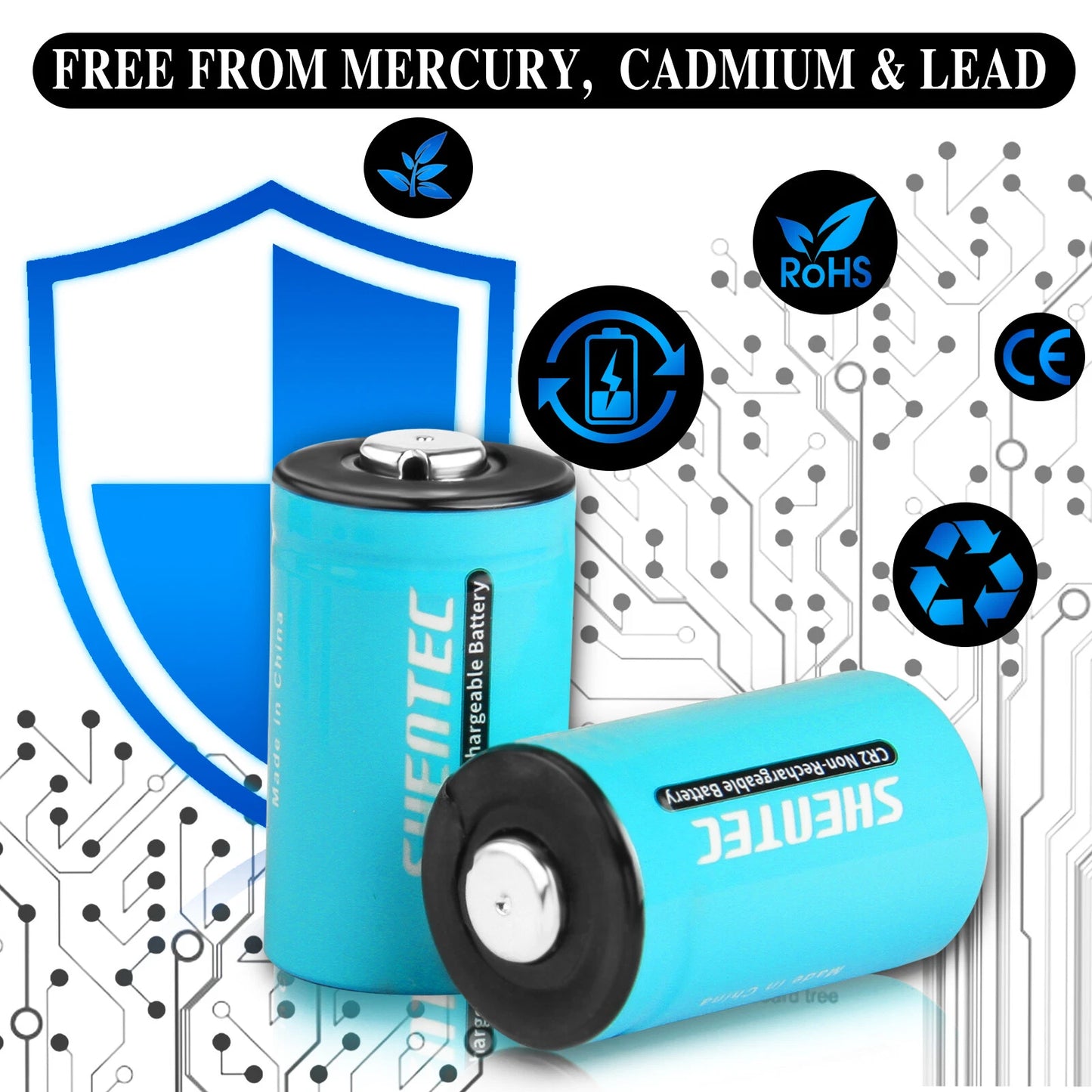 SHENTEC 20 szt. baterii litowych 1000mAh 3Volt CR-2 CR2 do DR2R DLCR2 KCR2 CR17355