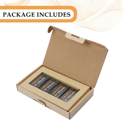 SHENTEC Opakowanie 8 baterii 9V 800mAh litowych ładowalnych 6F22 PP3 LR22 MN1604