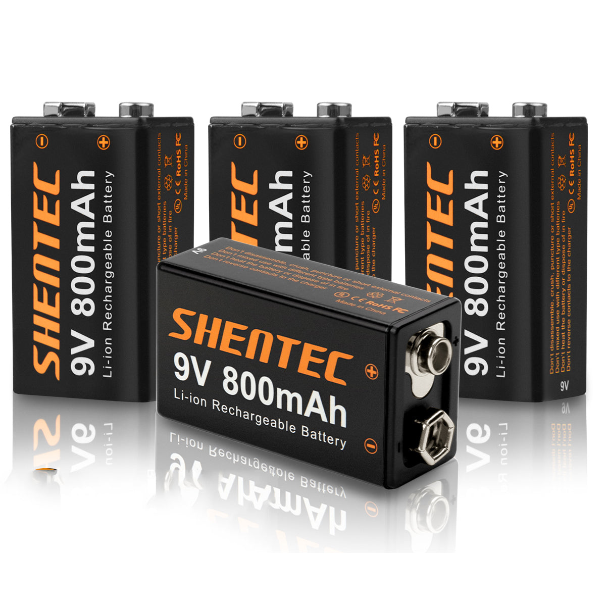 SHENTEC Opakowanie 8 baterii 9V 800mAh litowych ładowalnych 6F22 PP3 LR22 MN1604