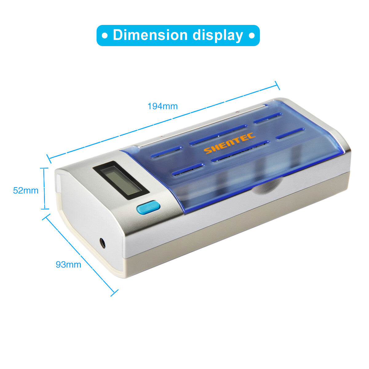 SHENTEC Ładowarka Uniwersalna z Wyświetlaczem LCD do Akumulatorów AA AAA C D 9V Ni-MH Ni-Cd