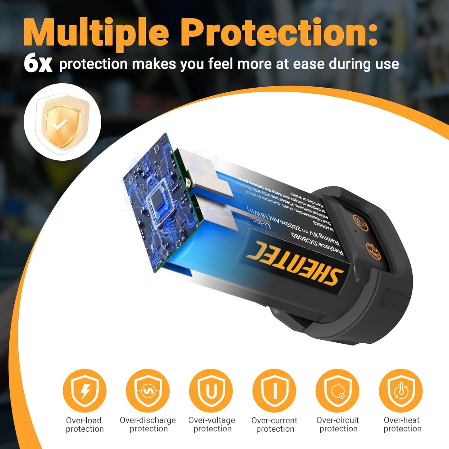 SHENTEC Opakowanie 2 szt. 2000mAh 8-Volt Bateria Zapasowa Kompatybilna z DEWALT