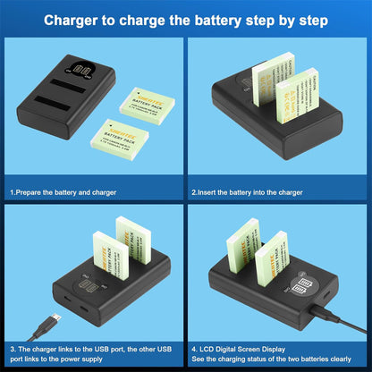 SHENTEC Akumulator NB-6L, NB-6LH + Ładowarka USB z LCD do Canon PowerShot