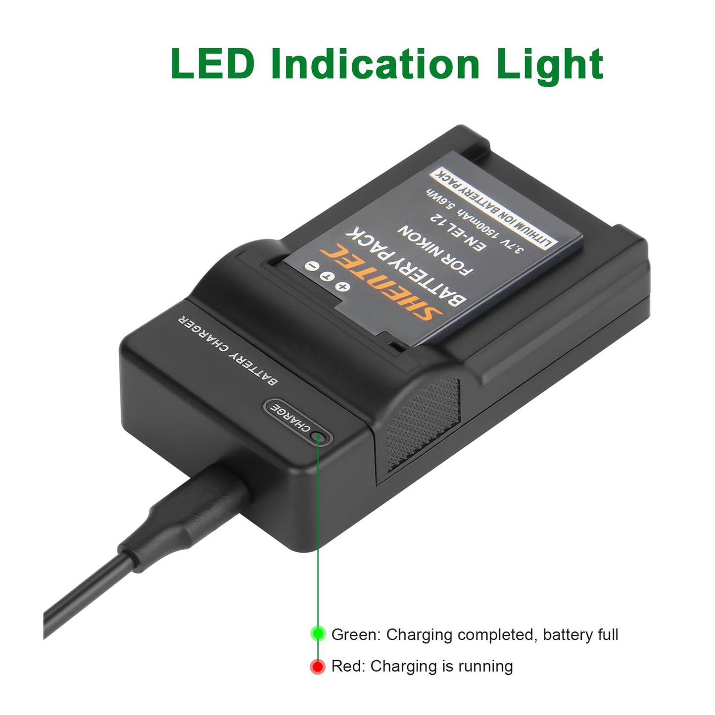 SHENTEC Ładowarka do akumulatorów Li-ion EN-EL12 EL12 do Nikon Coolpix