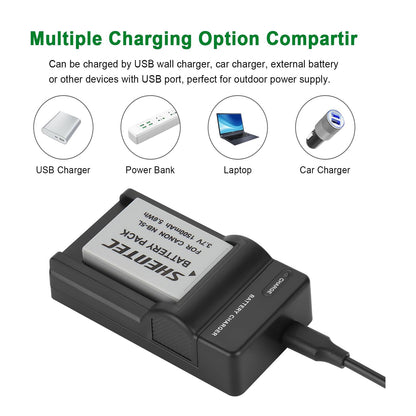 `SHENTEC ładowarka akumulatora Li-ion 3.85V 1500mAh do Canon NB-5L PowerShot S100`