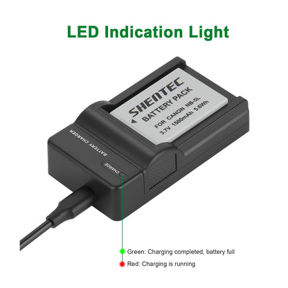 `SHENTEC ładowarka akumulatora Li-ion 3.85V 1500mAh do Canon NB-5L PowerShot S100`