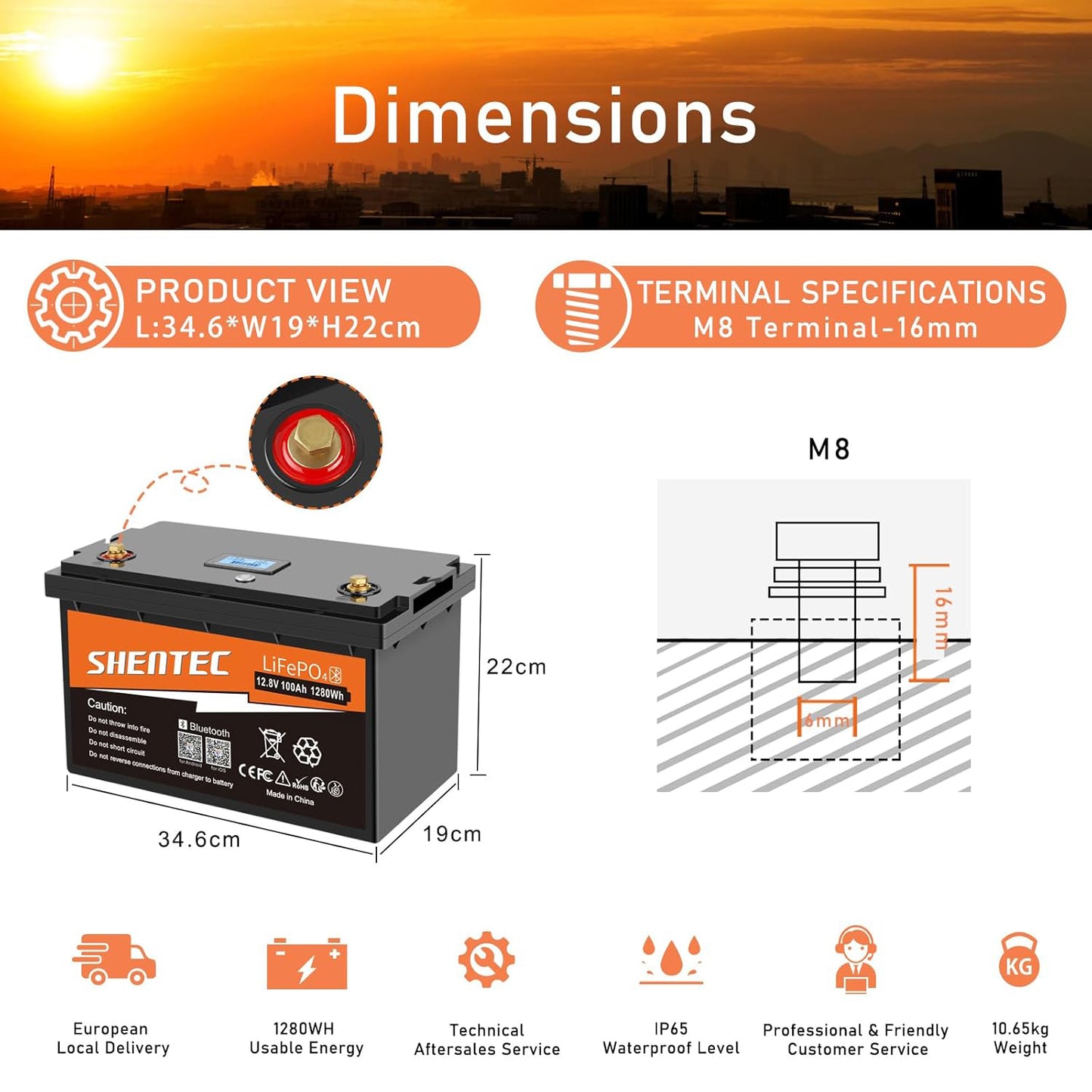 SHENTEC 12V 100Ah LiFePO4 Akumulator Z Bluetooth I 100A BMS Do Łodzi, Silnika I Kampera