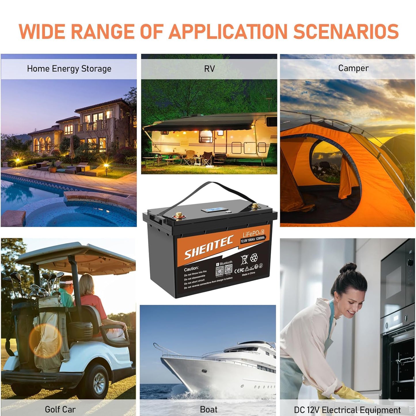 SHENTEC 12V 100Ah LiFePO4 Akumulator Z Bluetooth I 100A BMS Do Łodzi, Silnika I Kampera