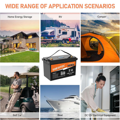 SHENTEC 12.8V 150Ah Akumulator LiFePO4 z Bluetooth do Kampera, Łodzi i RV