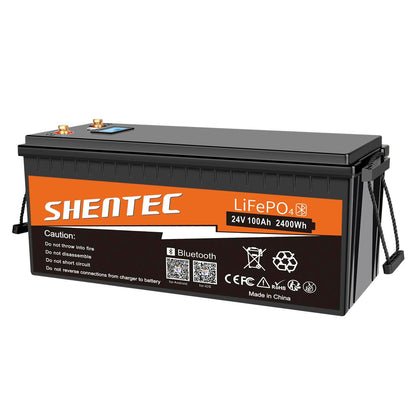 SHENTEC 24V 100Ah Akumulator LiFePO4 z Bluetooth BMS do kampera RV