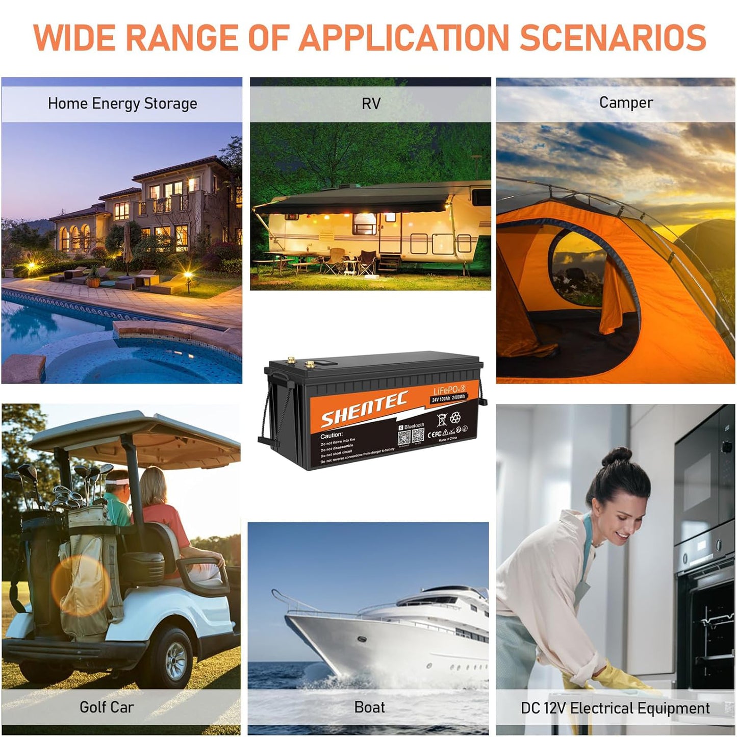 SHENTEC 24V 100Ah Akumulator LiFePO4 z Bluetooth BMS do kampera RV