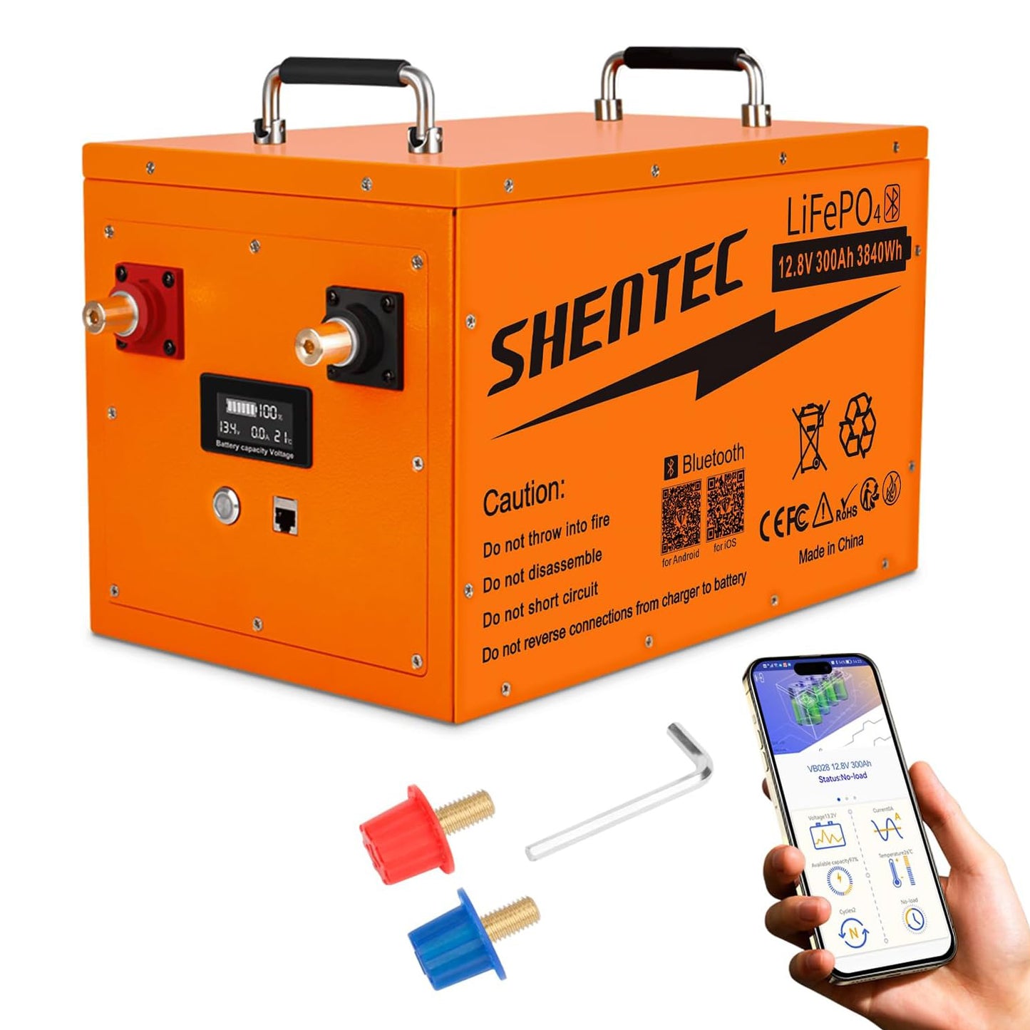 SHENTEC 12 V 300 Ah samonagrzewająca się bateria LiFePO4 litowo-żelazowo-fosforanowa z BMS 200 A