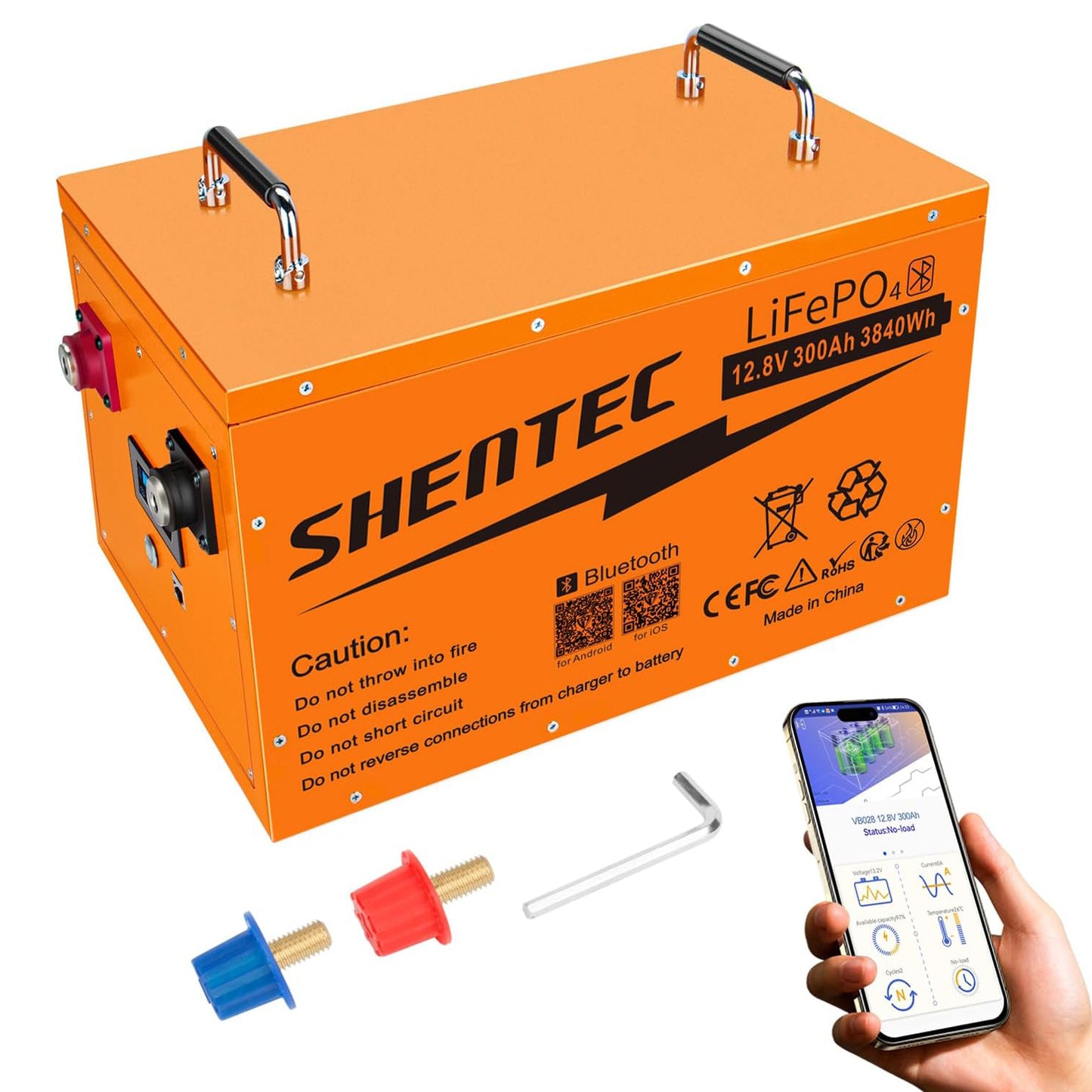 SHENTEC 12 V 300 Ah samonagrzewająca się bateria LiFePO4 litowo-żelazowo-fosforanowa z BMS 200 A