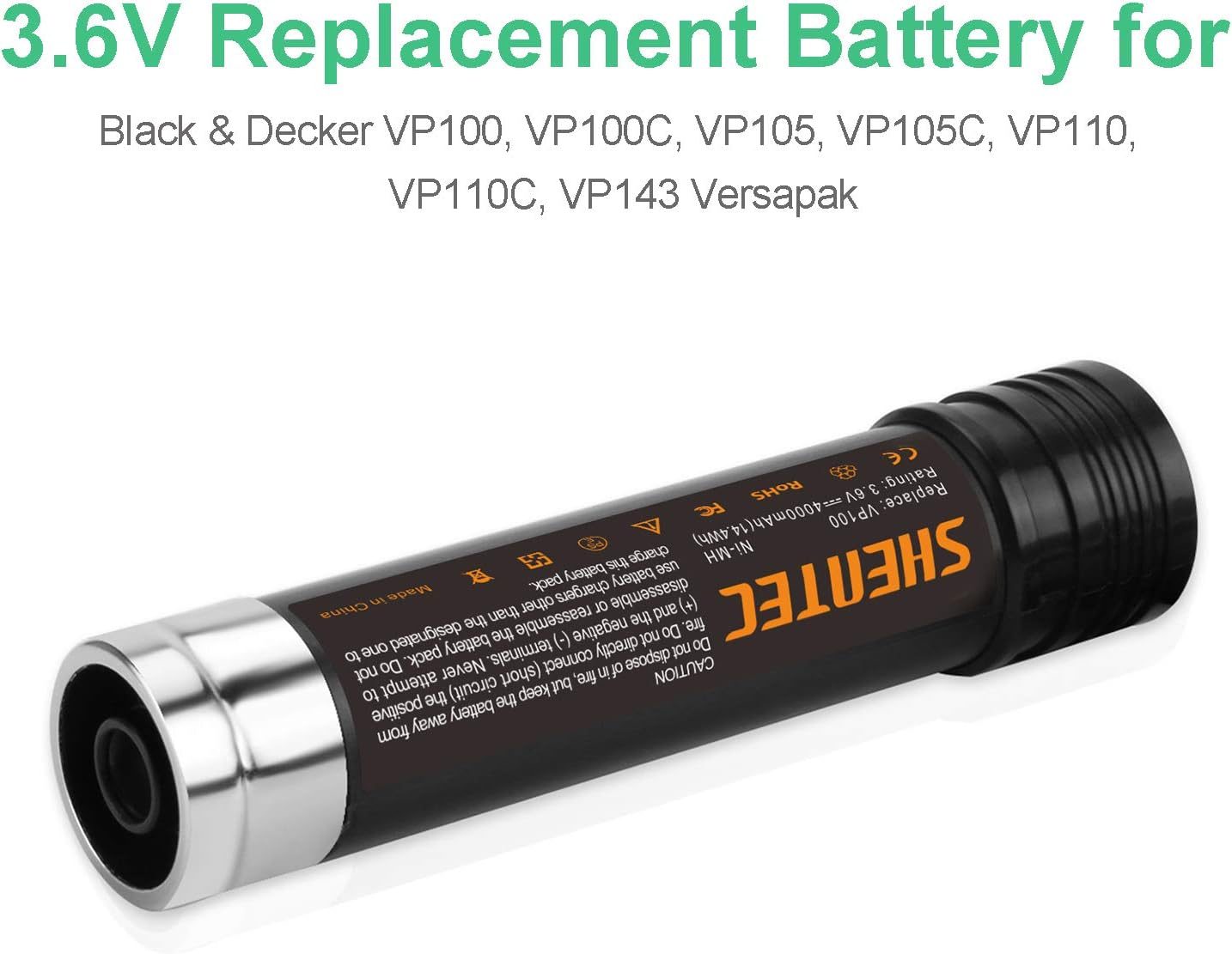 SHENTEC 2X 3.6V 3600mAh Ni-MH AKUMULATORY DO Black&Decker VP100 VP130K VP368 VP940 VP110 VP143