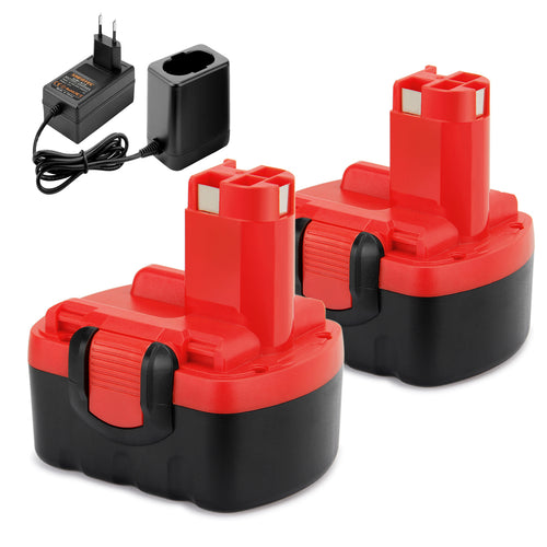 SHENTEC Zestaw 2 akumulatorów 14.4V + ładowarka do Bosch BAT040 BAT140 BAT038 2607335276