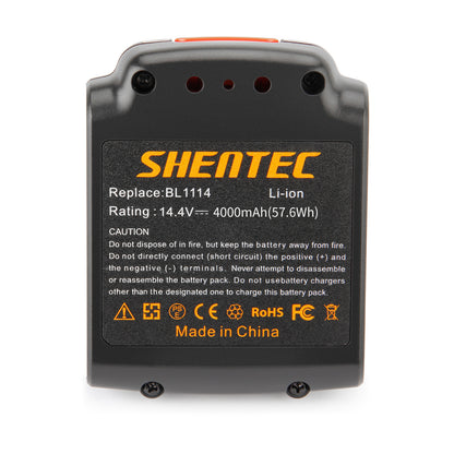 SHENTEC 14.4V 4000mAh akumulator Li-ion do Black&Decker BL1114 BL1314 BL1514 LDX116 EPL148