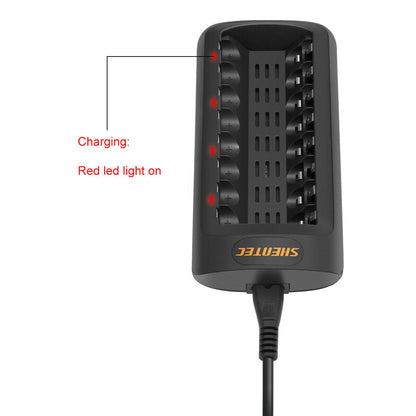 SHENTEC Inteligentna ładowarka LED do 8 akumulatorów AA/AAA Ni-MH/Ni-Cd