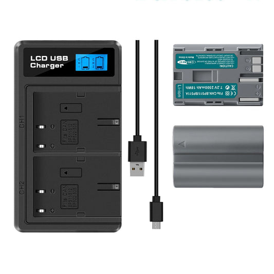 2x akumulator BP-511 i podwójna ładowarka z LCD do Canon EOS 40D 50D BP-511A 300D 20D 30D