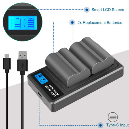 2x akumulator BP-511 i podwójna ładowarka z LCD do Canon EOS 40D 50D BP-511A 300D 20D 30D