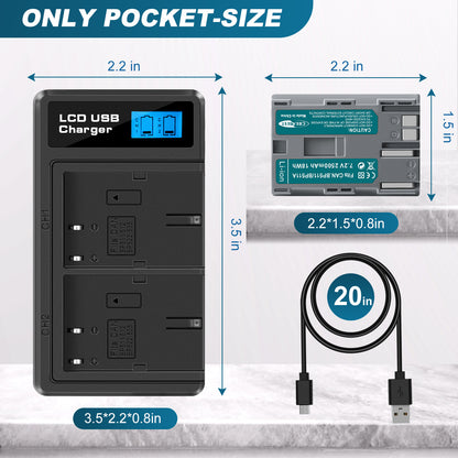 2x akumulator BP-511 i podwójna ładowarka z LCD do Canon EOS 40D 50D BP-511A 300D 20D 30D