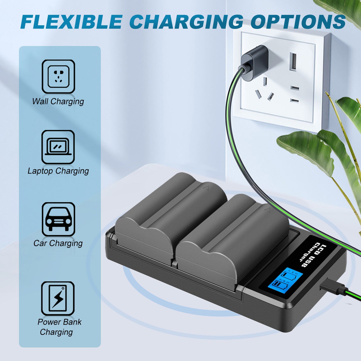 2x akumulator BP-511 i podwójna ładowarka z LCD do Canon EOS 40D 50D BP-511A 300D 20D 30D