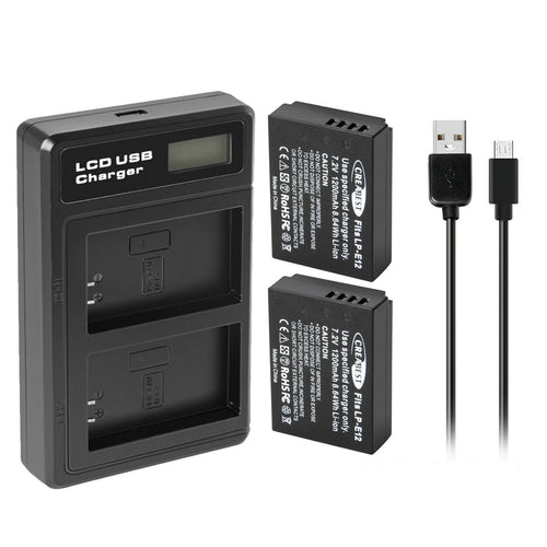 2x Akumulator LP-E12 + Ładowarka do Canon EOS M M10 M50 PowerShot SX70