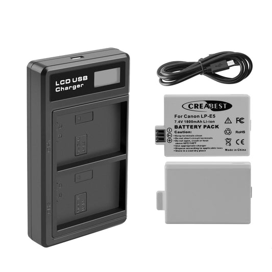 2× Akumulator LP-E5 1800mAh do Canon EOS 450D 500D 1000D Rebel T1i Xs Kiss X3 X2