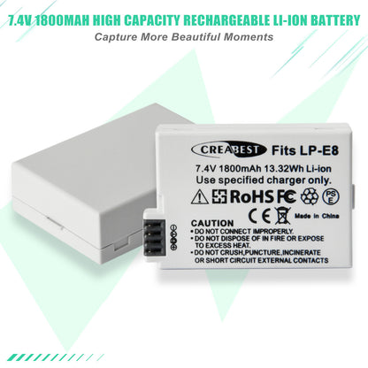 SHENTEC 2x akumulatory LP-E8 + podwójna ładowarka do Canon EOS 550D 600D 650D 700D Kiss T2i X4 X5