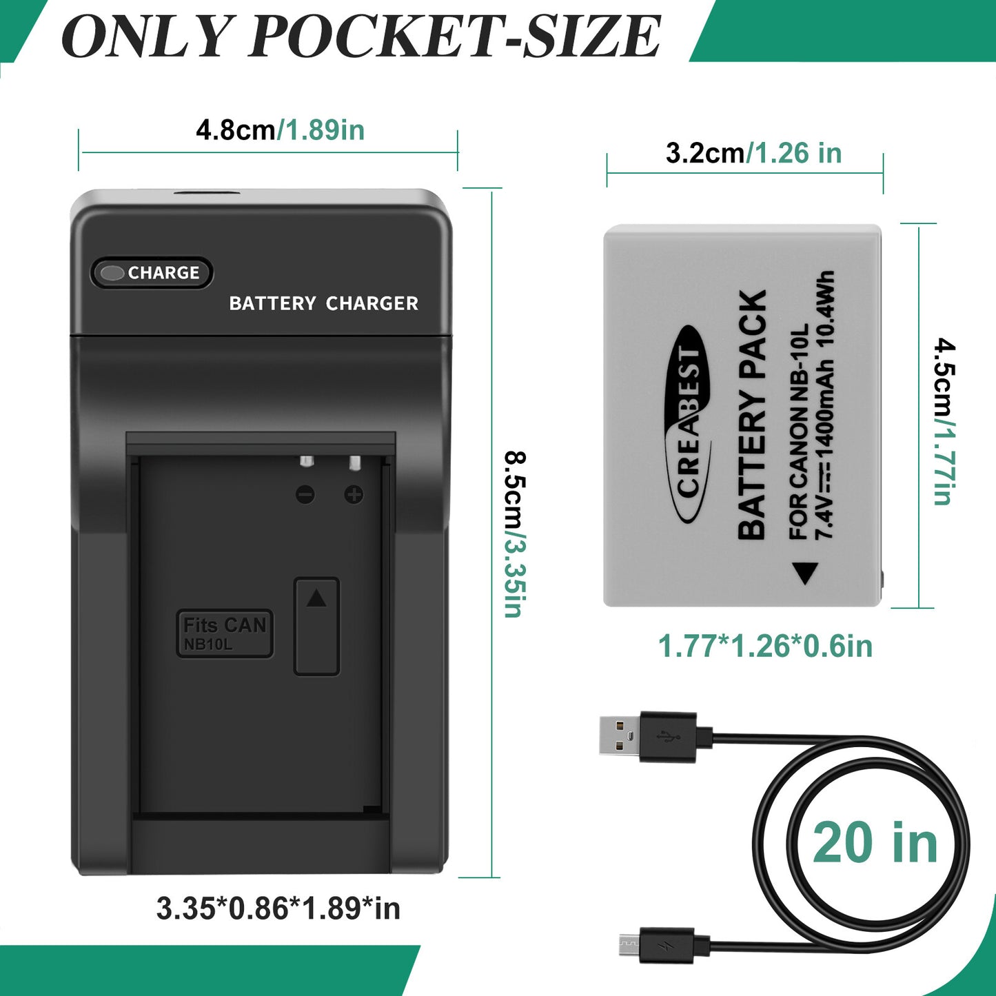 2x Akumulatory NB-10L+Ładowarka do Canon PowerShot G15 G16 G1X SX50HS SX60HS SX40HS