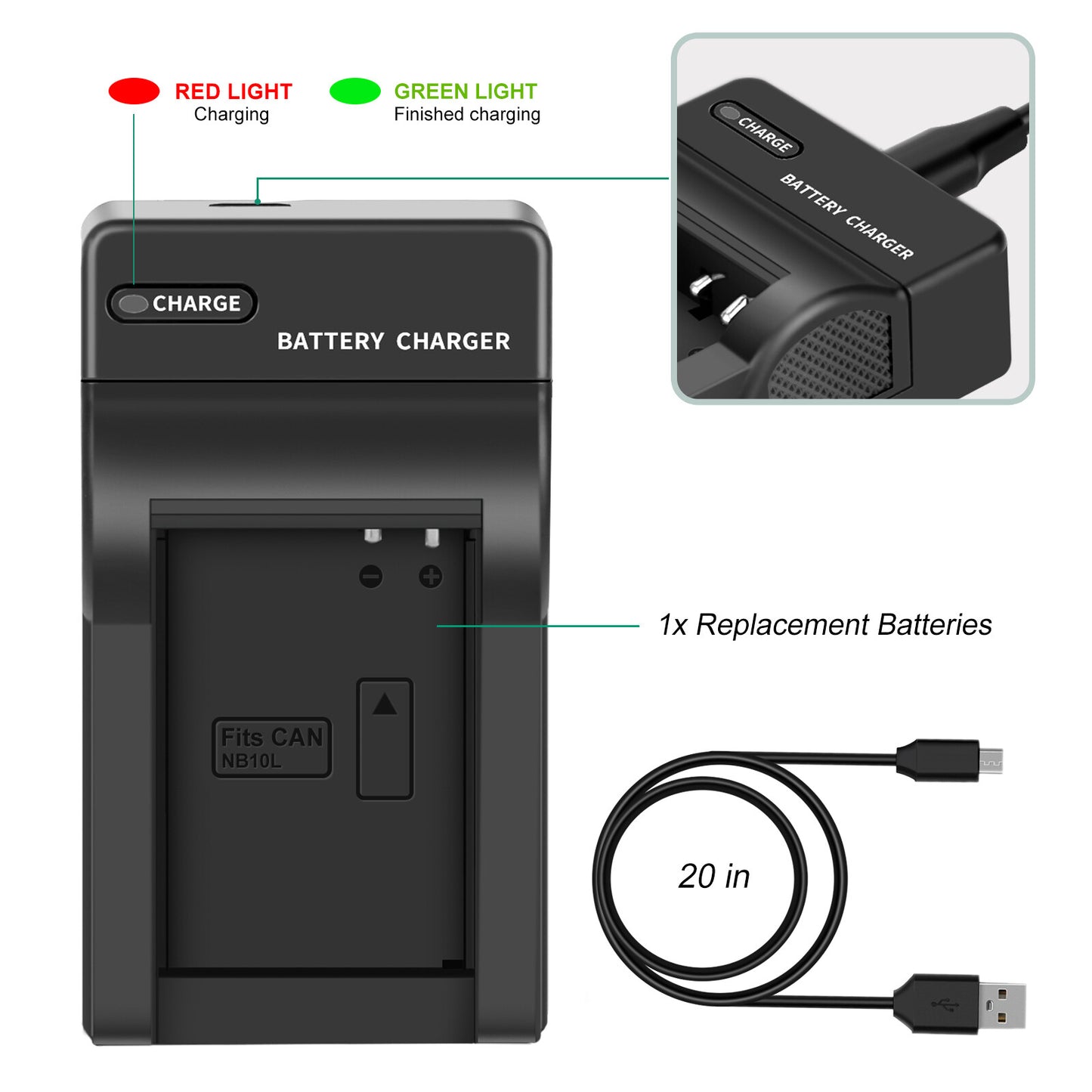 2x Akumulatory NB-10L+Ładowarka do Canon PowerShot G15 G16 G1X SX50HS SX60HS SX40HS