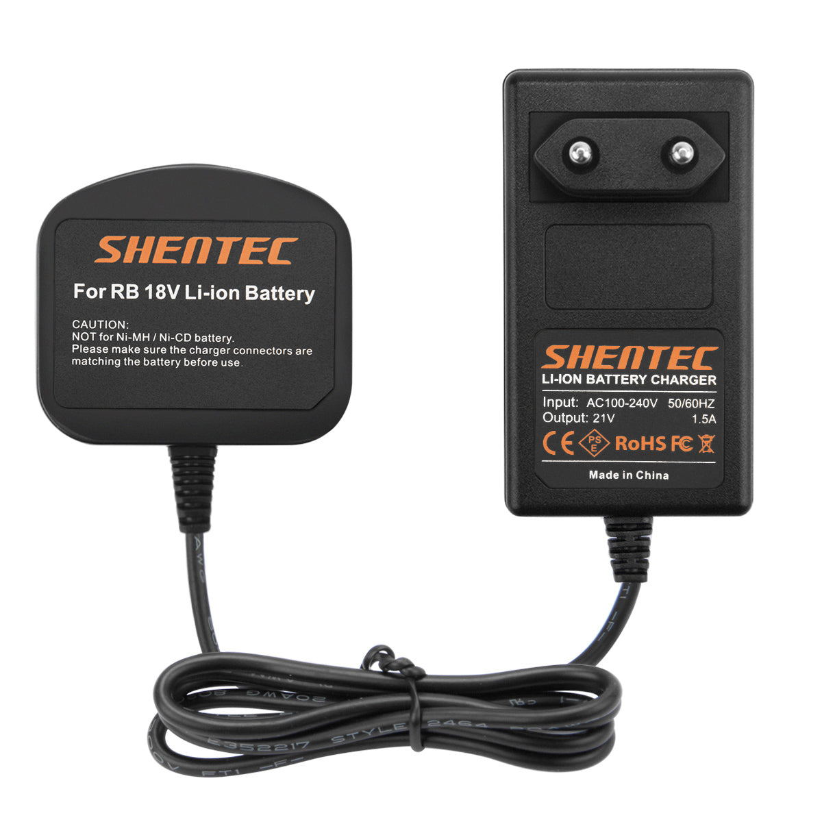 SHENTEC Ładowarka akumulatorów 18V do RYOBI BPL18151/P105/P106/P108/P102/CMD-1802/CMI-1802