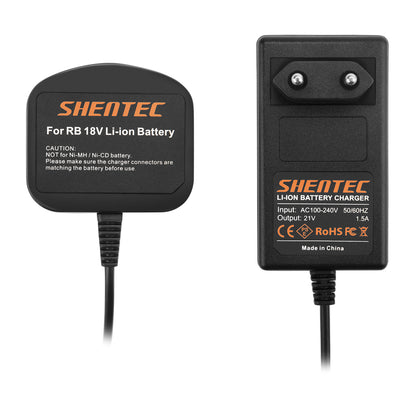 SHENTEC Ładowarka akumulatorów 18V do RYOBI BPL18151/P105/P106/P108/P102/CMD-1802/CMI-1802