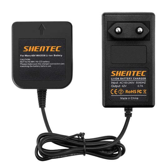 SHENTEC 36V Ładowarka akumulatora Li-ion do Worx WA3734 WA3536 WG268E WG568E WG168E WG368E WG776E