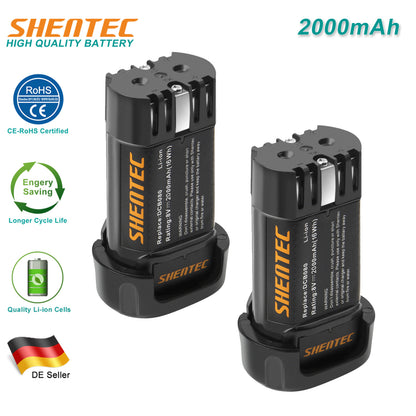 SHENTEC Opakowanie 2 szt. 2000mAh 8-Volt Bateria Zapasowa Kompatybilna z DEWALT
