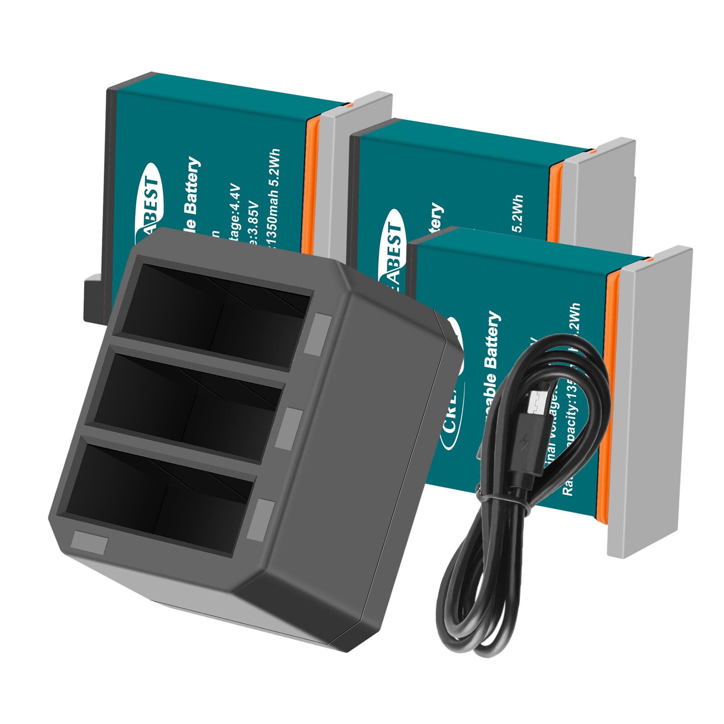 3x 1350mAh Akumulatory + 3-Kanałowa Szybka Ładowarka USB Do DJI Osmo AB1 P01 PT1 Action