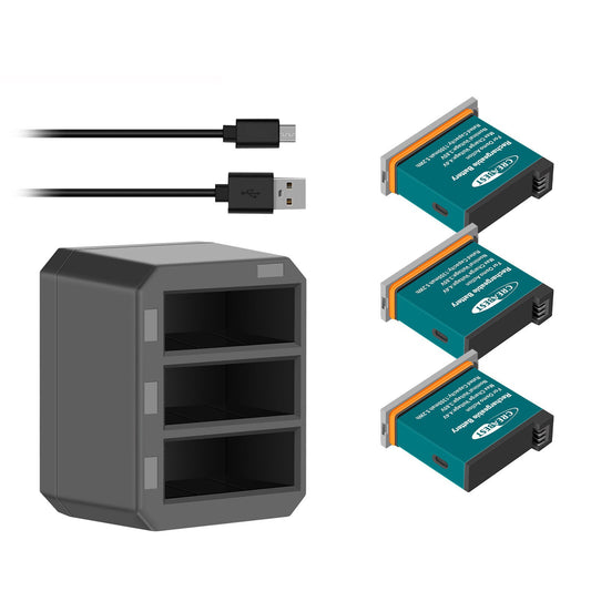 3x 1350mAh Akumulatory + 3-Kanałowa Szybka Ładowarka USB Do DJI Osmo AB1 P01 PT1 Action