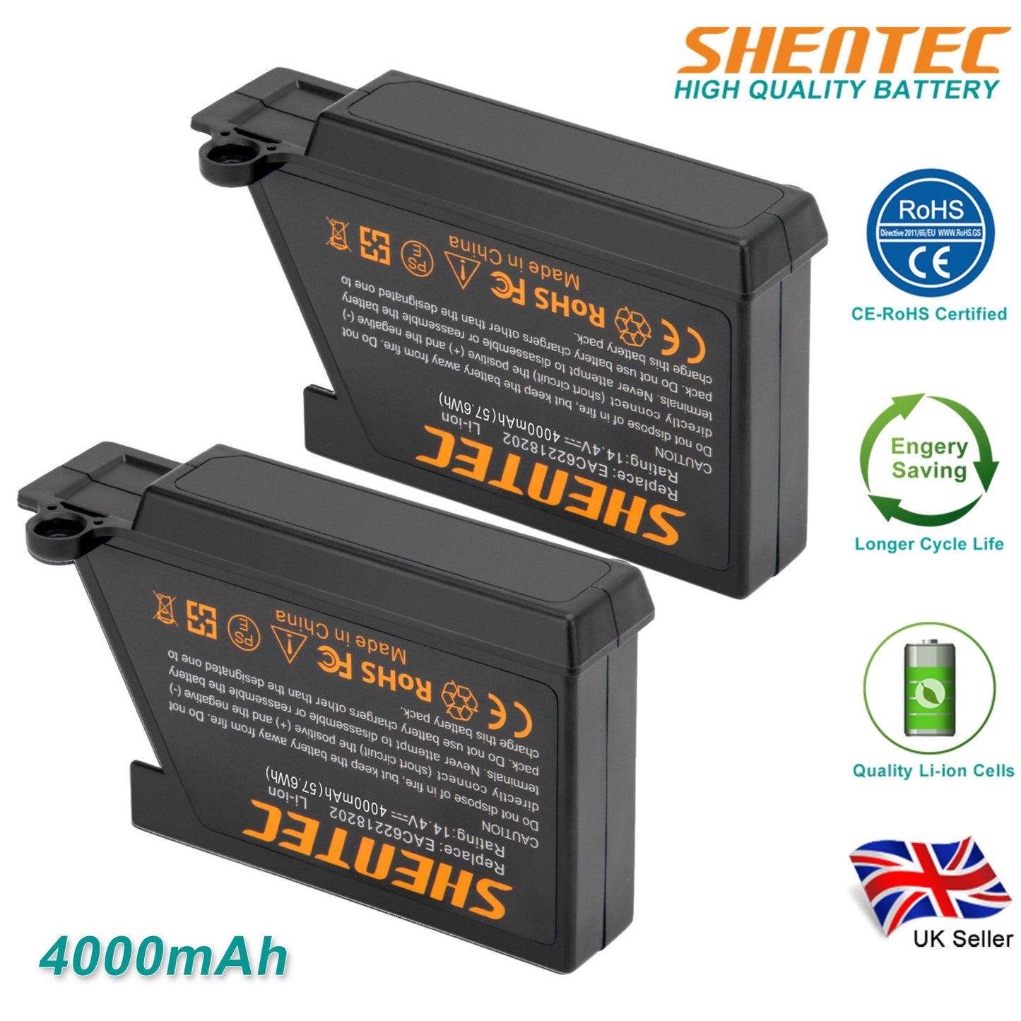 SHENTEC 2X 14.4V 4.0Ah Li-ion Bateria do LG EAC60766104 EAC60766105 EAC60766101 VR1012W