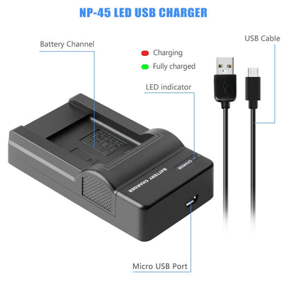 SHENTEC 3.6V 1200mAh akumulator do Fujifilm NP-45, Olympus, Nikon EN-EL10 + ładowarka