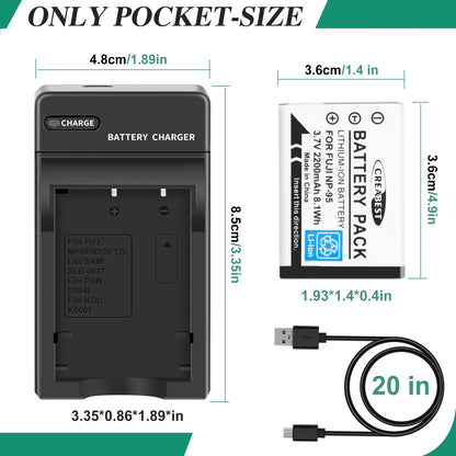2x NP-95 NP95 3.7V Bateria+Ładowarka Do Fujifilm Finepix F30 F31 F31fd X100 X100s