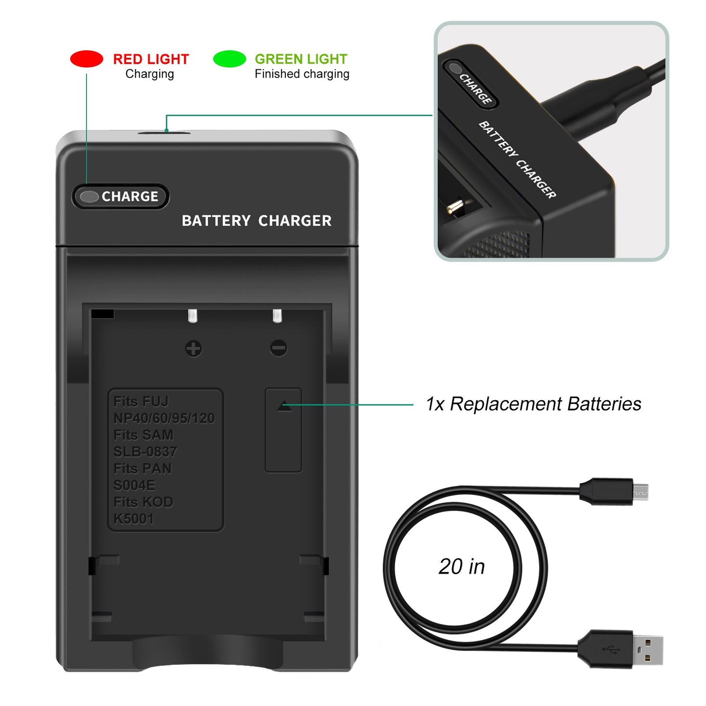 2x NP-95 NP95 3.7V Bateria+Ładowarka Do Fujifilm Finepix F30 F31 F31fd X100 X100s