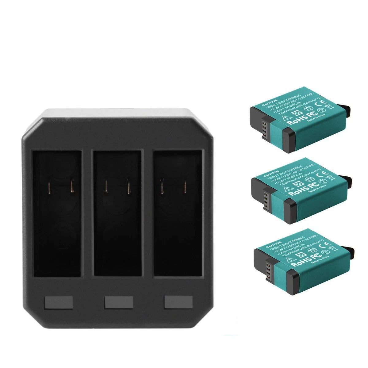 3 Szt. Akumulatory AHDBT-501 601 701 Do GoPro HERO 7/6/5 Black + Potrójna Ładowarka