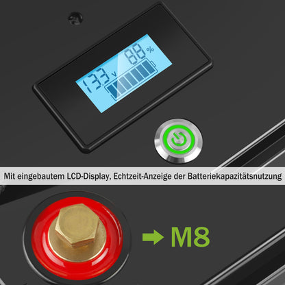 24V 100Ah LiFePO4 Lithium Battery BMS Deep Cycle Bluetooth LCD For Off-Grid Solar RV