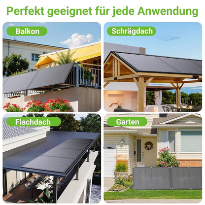 Balkonowa elektrownia 800 W z elastycznym zestawem solarnym: 4 x 200 W elastyczne panele słoneczne i falownik 800 W, plug and play z 5 m kablem AC