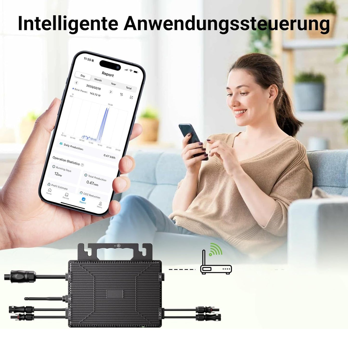 Balkonowa elektrownia 800 W z elastycznym zestawem solarnym: 4 x 200 W elastyczne panele słoneczne i falownik 800 W, plug and play z 5 m kablem AC